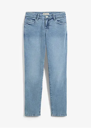 Boyfriend-Jeans, Mid Waist, cropped in blau von vorne - bonprix