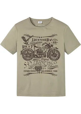 T-Shirt aus reiner Baumwolle in grün von vorne - bonprix