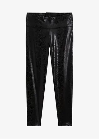 Hochglänzende Lederimitat-Leggings in schwarz von vorne - bonprix