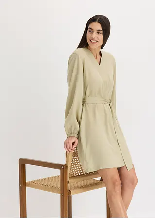 Kleid aus Lyocell mit Bindeband (2-tlg.-Set) in grün im Look (Totalaufnahme) - bonprix