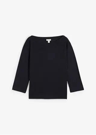 Off-Shoulder-Shirt aus softem Modal-Mix in schwarz von vorne - bonprix