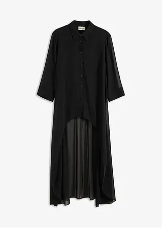 Chiffonbluse mit Volants in schwarz von vorne - bonprix