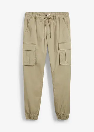 Loose Fit Schlupf-Cargohose, Straight in grün von vorne - bonprix