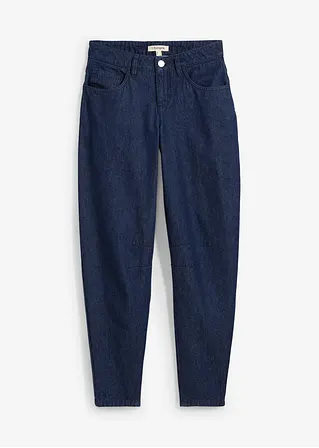 Barrel-Jeans Mid Waist, Low Stretch Bio-Baumwolle in blau von vorne - bonprix