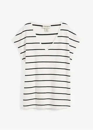 Gestreiftes Strickshirt in weiß von vorne - bonprix