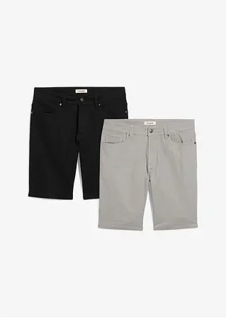 Stretch-Bermuda, Regular Fit (2er Pack) in schwarz von vorne - bonprix