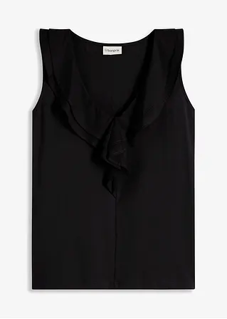 Top mit Volants in schwarz von vorne - bonprix