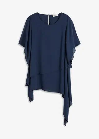 Zipfelbluse im Lagen-Look in blau von vorne - bonprix