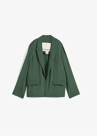 Blazer aus aus strukturiertem Crinkle-Viskose-Mix in grün von vorne - bonprix
