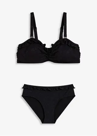 Bügel Bikini (2-tlg.Set) in schwarz von vorne - bonprix