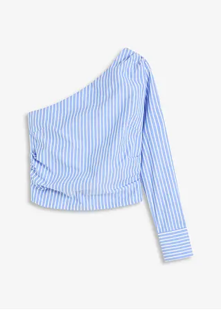 One-Shoulder Bluse in blau von vorne - bonprix