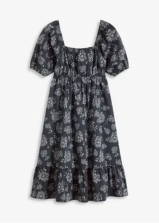 Midikleid mit Puffärmeln in schwarz von vorne - bonprix