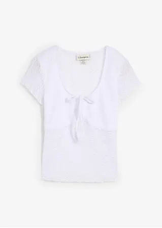 T-Shirt aus Spitze in weiß von vorne - bonprix