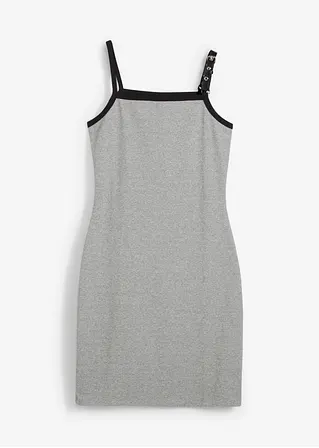 Trägerkleid mit Kontrastsaum in grau von vorne - bonprix