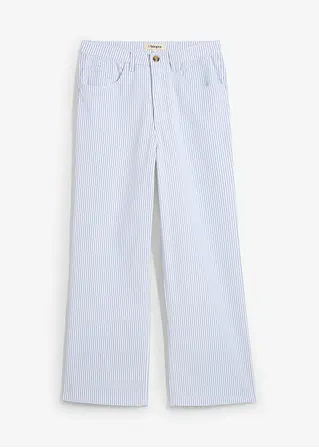 Wide-Leg-Jeans High Waist, cropped in weiß von vorne - bonprix