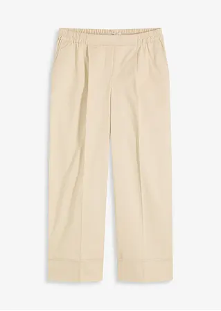 Bundfaltenhose aus Baumwollstretch in beige von vorne - bonprix
