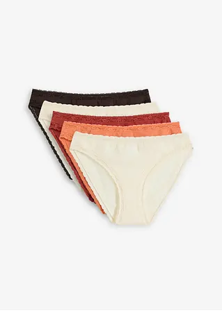 Slip mit Spitze (5er Pack) in beige von vorne - bonprix