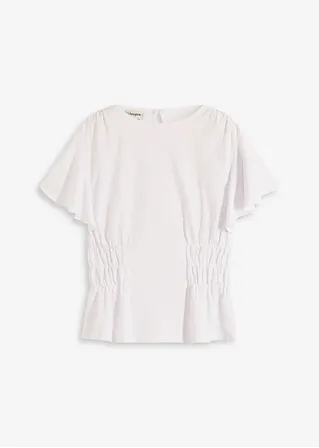 Jerseycrepe-Shirt mit Smock in weiß von vorne - bonprix