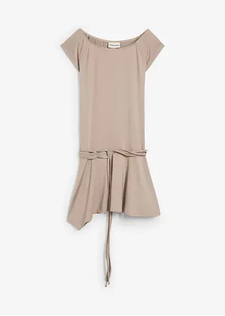 Shirtkleid mit Gürteldetail in grau von vorne - bonprix