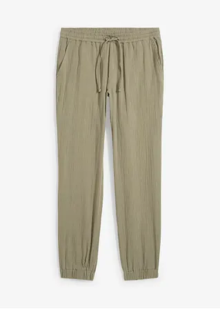 Regular Fit Musselin Schlupfhose, Tapered in grau von vorne - bonprix