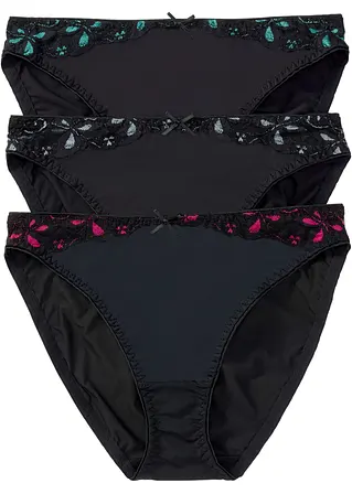Slip (3er Pack) in schwarz von vorne - bonprix