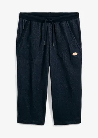 3/4 Sweathose in Denimoptik mit Komfortbund in blau von vorne - bonprix