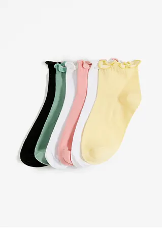 Kurzsocken mit Wellenrand mit Bio-Baumwolle (6er Pack) in weiß von vorne - bonprix
