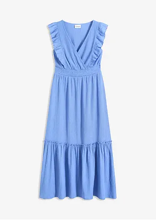 Maxikleid mit Volants in blau von vorne - bonprix