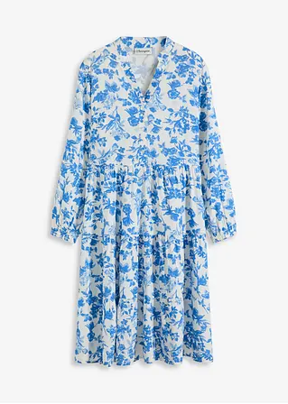 Tunika-Kleid aus fließender Viskose in blau von vorne - bonprix