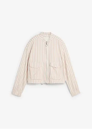 Pilotenjacke in Leinenoptik in beige von vorne - bonprix