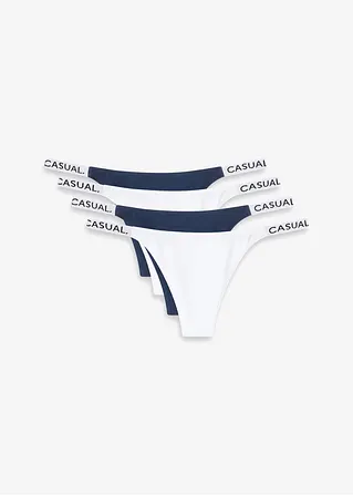 String mit Bio-Baumwolle (4er Pack) in weiß von vorne - bonprix