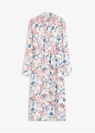 bedrucktes Blusenkleid aus fließender Viskose in weiß von vorne - bonprix