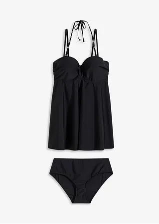 Long Tankini (2-tlg.Set) in schwarz von vorne - bonprix