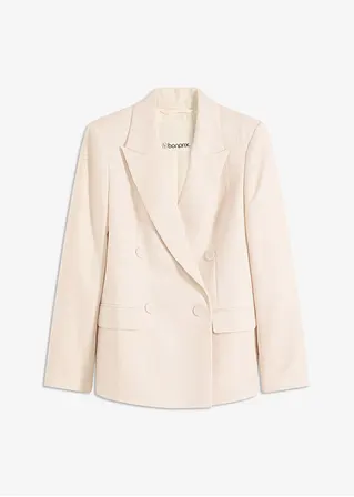 Blazer mit Lyocell im Crinklelook in beige von vorne - bonprix