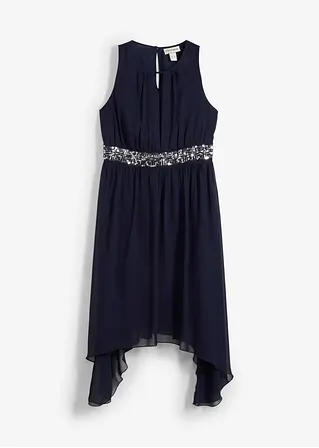 Chiffonkleid mit Pailletten in blau von vorne - bonprix