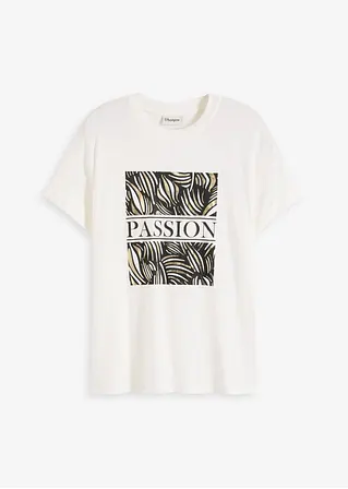 T-Shirt mit Placement-Print in weiß von vorne - bonprix