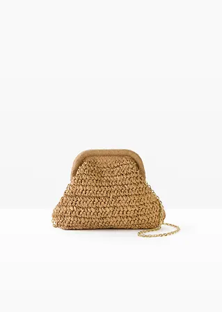 Strohumhängetasche in beige von vorne - bonprix