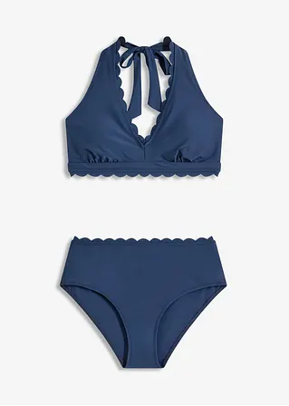 Neckholder Bikini (2-tlg.Set) aus recyceltem Polyamid in blau von vorne - bonprix