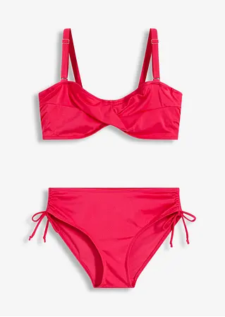 Balconette Bikini (2-tlg.Set) aus glänzendem Material in pink von vorne - bonprix