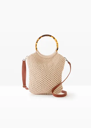 Makramee Shopper in beige von vorne - bonprix