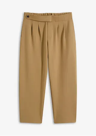 Jersey-Hose mit Bundfalten in braun von vorne - bonprix