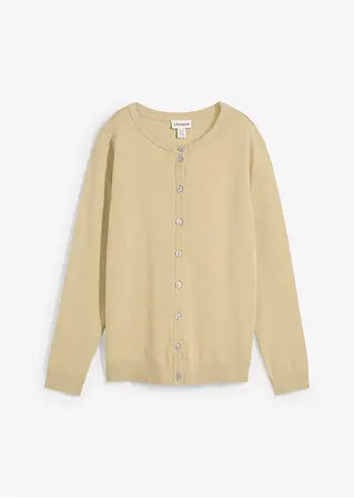 Strickjacke, Rundhals in grün von vorne - bonprix