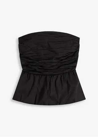 Ärmellose Bluse mit Ballon-Saum in schwarz von vorne - bonprix