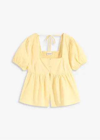 Bluse mit Puffärmeln und Knöpfen in gelb von vorne - bonprix