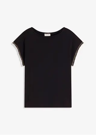 Shirt mit Verzierung in schwarz von vorne - bonprix