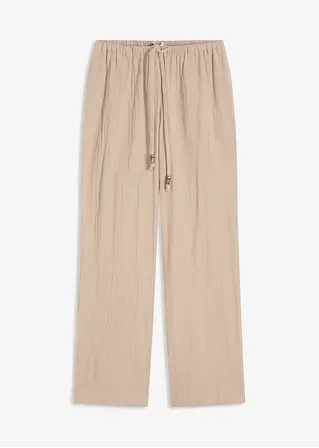 Weite Hose mit Struktureffekt in beige von vorne - bonprix