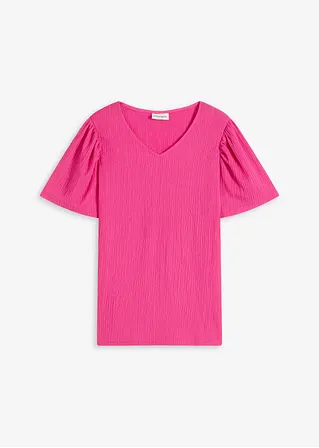 Shirt aus strukturiertem Crêpe in pink von vorne - bonprix