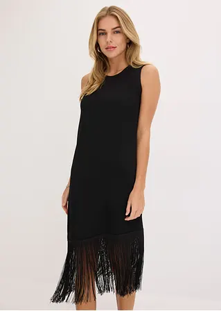 Jerseykleid mit Fransen in schwarz im Look (Totalaufnahme) - bonprix