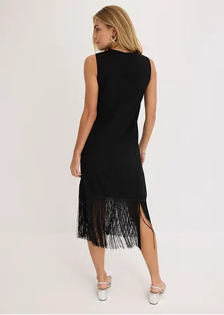 Jerseykleid mit Fransen in schwarz von hinten (Totalaufnahme) - bonprix
