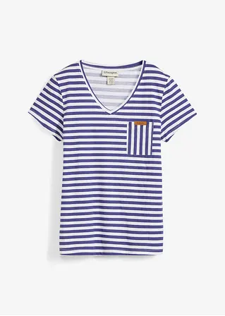 T-Shirt, gestreift in blau von vorne - bonprix